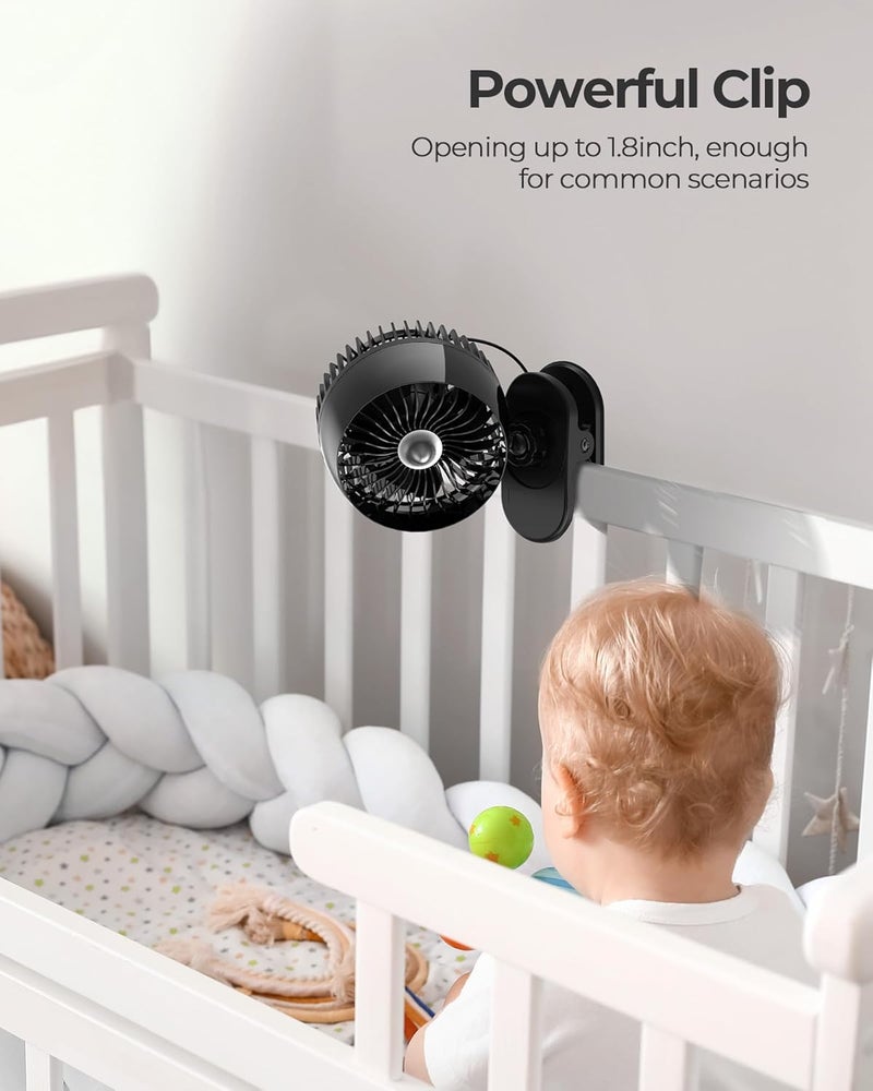 Koonie USB Clip on Fan, Strong Wind Ultra Quiet Small Desk Fan with Strong Clamp, more than 360° Adjustable and 3 Speeds, USB-C Corded Powered Mini Personal Fan for Office Desktop Bedroom - Image 4
