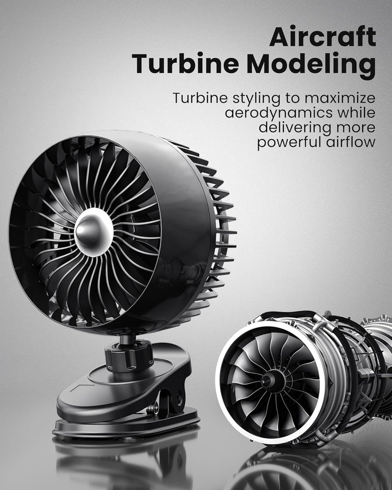 Koonie USB Clip on Fan, Strong Wind Ultra Quiet Small Desk Fan with Strong Clamp, more than 360° Adjustable and 3 Speeds, USB-C Corded Powered Mini Personal Fan for Office Desktop Bedroom - Image 3
