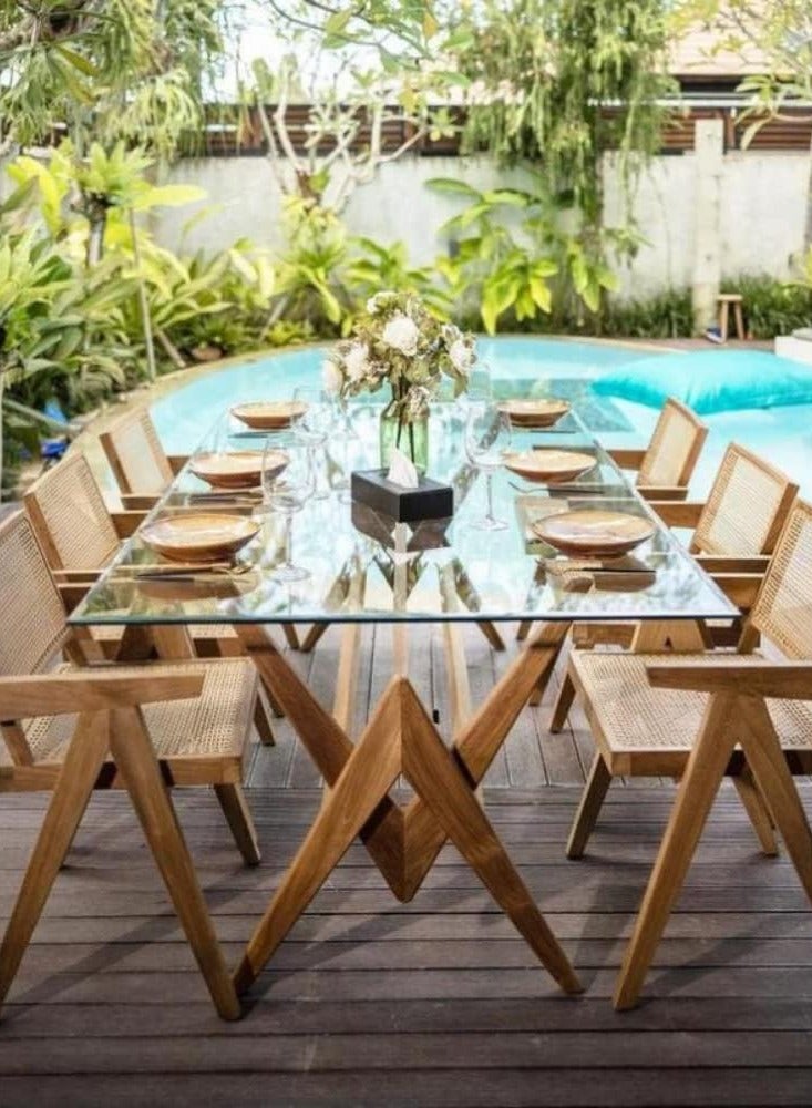 رومان جيفتس كرسي بذراعين بتصميم منتصف القرن الحديث بإطار من الخشب الصلب مع تصميم من الخيزران مثالي للمنزل والمكتب وغرفة المعيشة وغرفة الطعام - Image 4