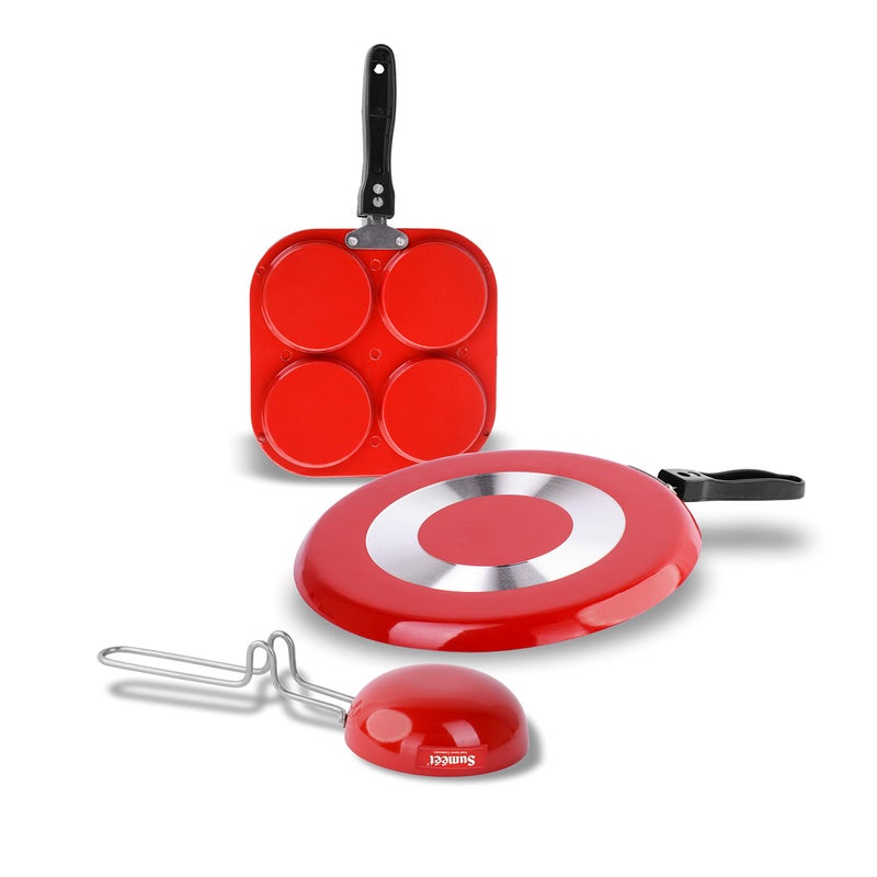 Sumeet 2.6mm Thick Non-Stick Alroy Combo set (Dosa Tawa - 26.5cm Dia + Mini Multi Snack Maker - 19.5cm Dia + Tadka Pan - 10cm Dia) - Image 3
