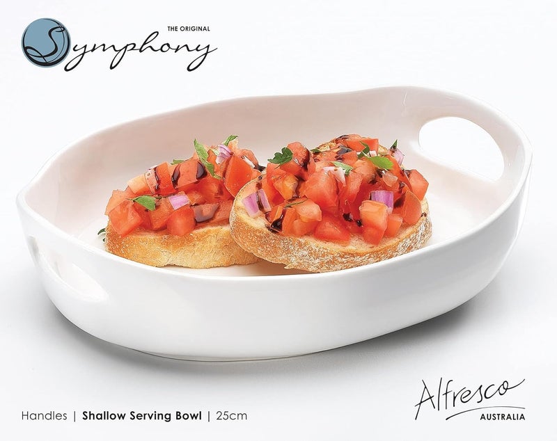 Procos Symphony Alfresco Handles Shallow Serving Bowl, White, 25cm - Image 2