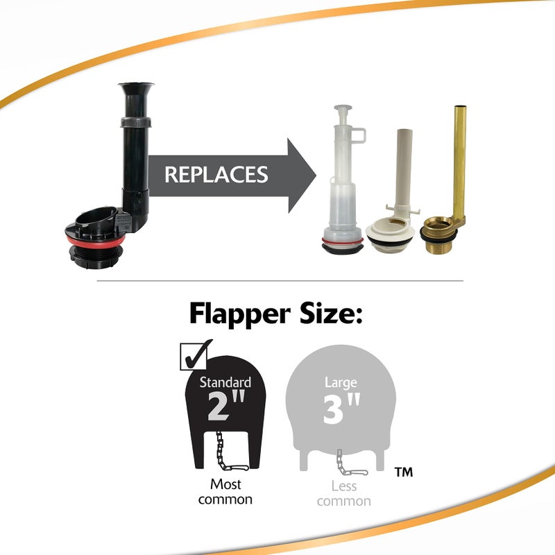 Korky, Black Lavelle 4030PK 2-Inch Adjustable Flush Valve Kit with Tank-to-Bowl Gasket and Hardware, 2 Inch - Image 3