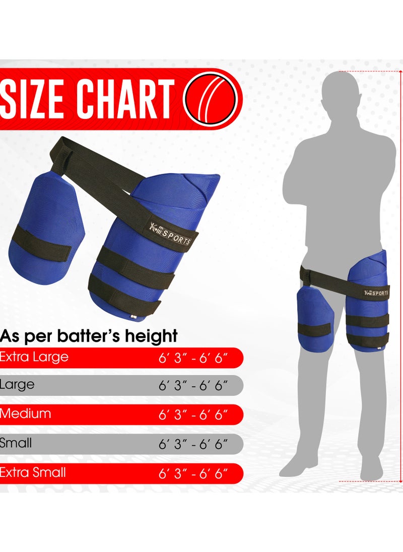 KM SPORTS KM SPORTS Cricket Batting Thigh Guard Protector Mens | Inner Pad, Adult Guards, Lower Body Safety, Protection Equipment for Players, Flexible Fit, Pads Adults Size, Boys and Men Pad Play  - Image 5