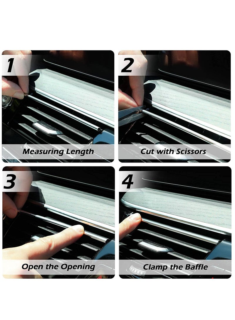 20pcs Car Air Conditioner Vent Outlet Trim Car Interior Moulding Trim Chrome PVC Car Interior Trim Vent Outlet Trim Decoration Strip for All Straight Air Vent Outlet (Silver) - Image 5