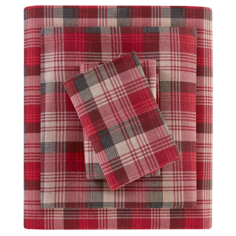 Woolrich Cotton Sheet Set Cottage Charms Print 100 Cotton Flannel Sheets Warm  Fuzzy Bedding Set Queen Size Sheets Fitted Pocket Fits Up to 14 Mattress Queen Red Plaid 4 Piece
