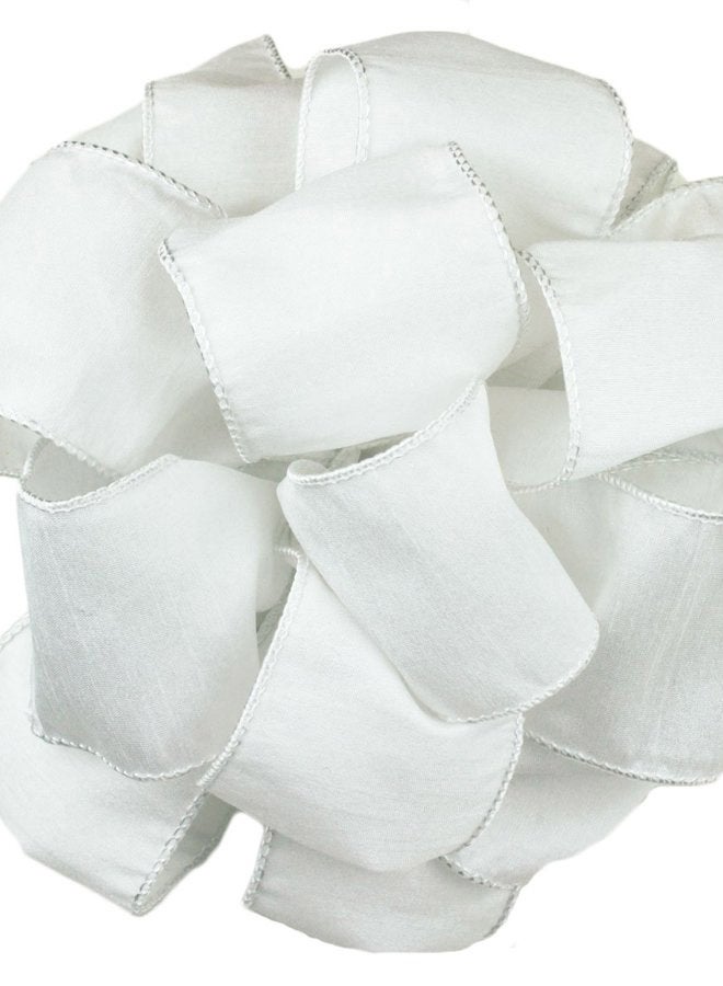 Offray Wired Edge Anisha Craft Ribbon, 2-1/2-Inch Wide by 10-Yard Spool, White