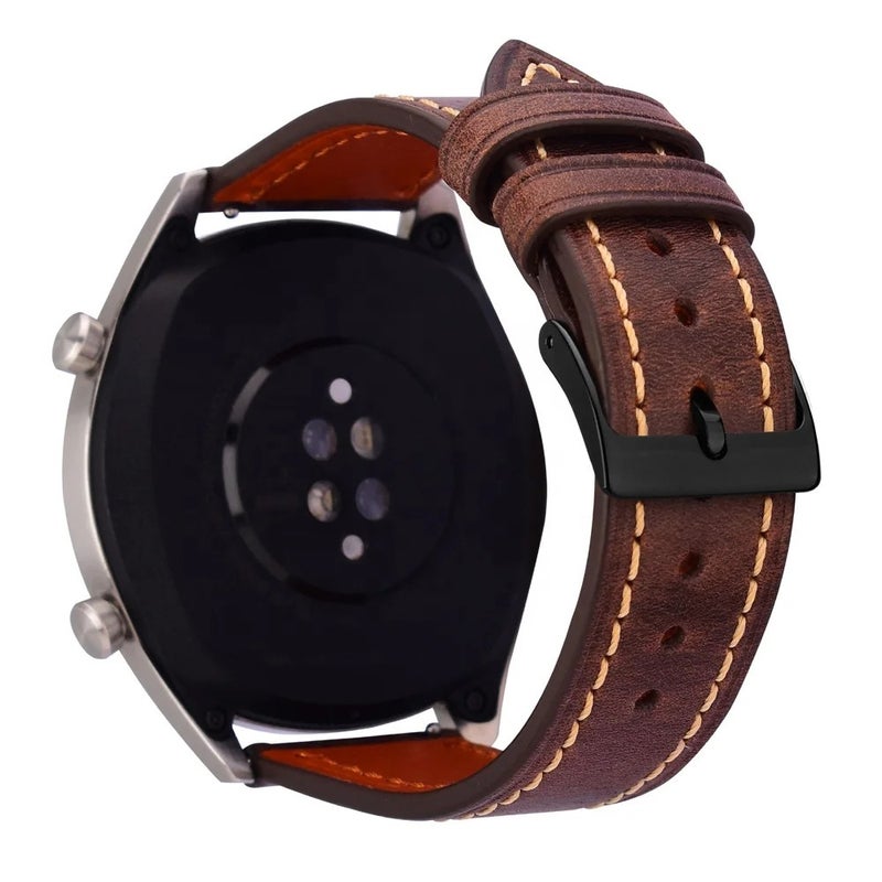 Bluejw Universal Plain Oil Wax Leather Watch Strap Replacement for Apple Watch Series 10 9 8 7 6 5 4 3 2 and General Watches – Replace the Watch Strap Easily - Image 2