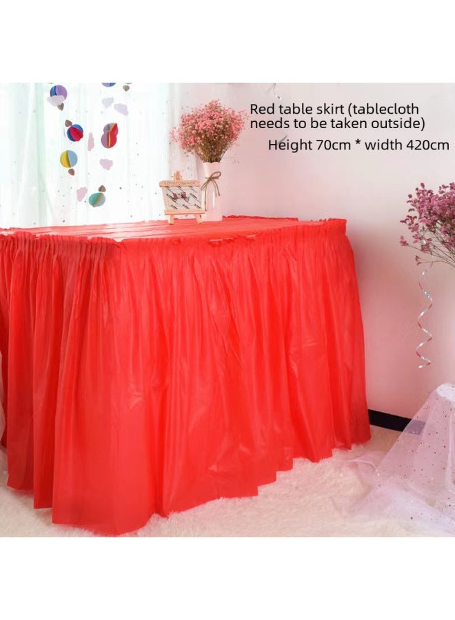 Thickened Waterproof Disposable Tablecloth For Birthday Party Wedding Celebration Reception Decorative Table Skirt-Color:Yellow-Specifications:Table Skirt 420*70  - Image 4