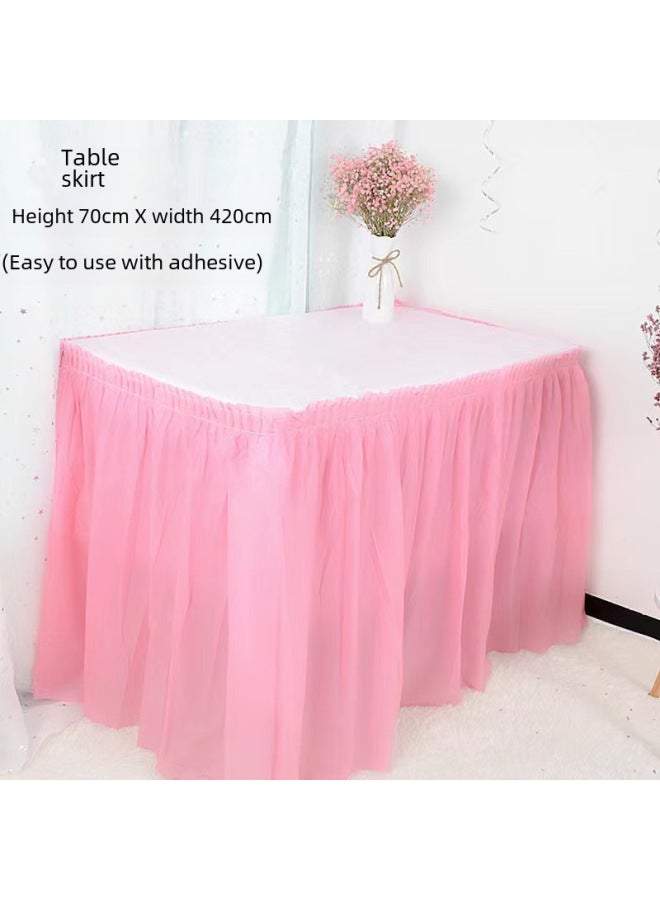 Thickened Waterproof Disposable Tablecloth For Birthday Party Wedding Celebration Reception Decorative Table Skirt-Color:Yellow-Specifications:Table Skirt 420*70  - Image 3