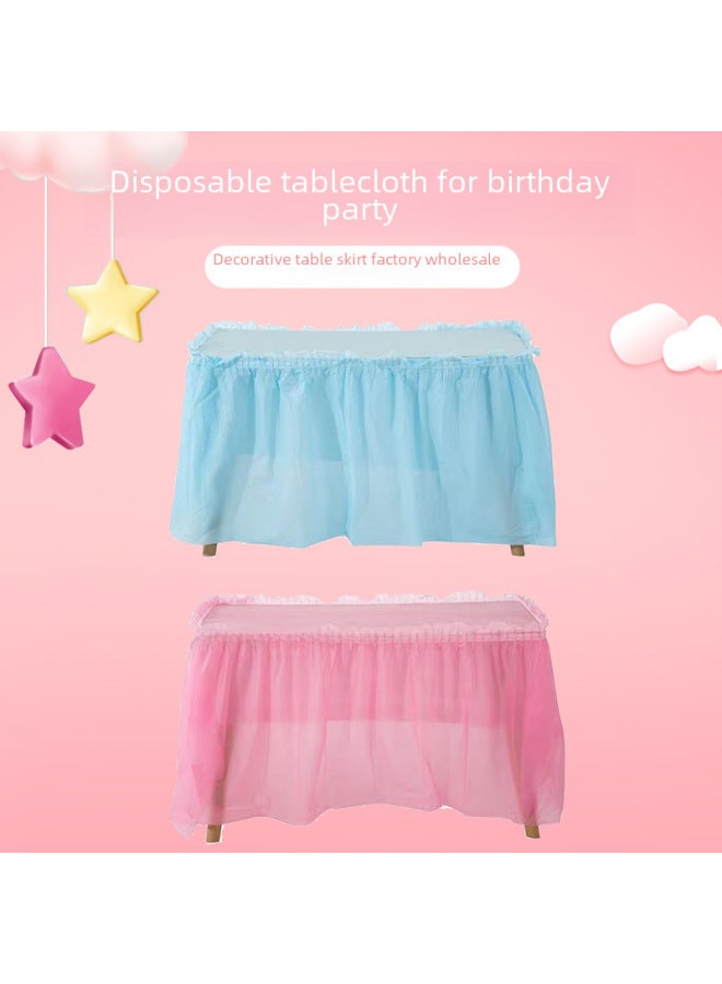 Thickened Waterproof Disposable Tablecloth For Birthday Party Wedding Celebration Reception Decorative Table Skirt-Color:Yellow-Specifications:Table Skirt 420*70  - Image 2