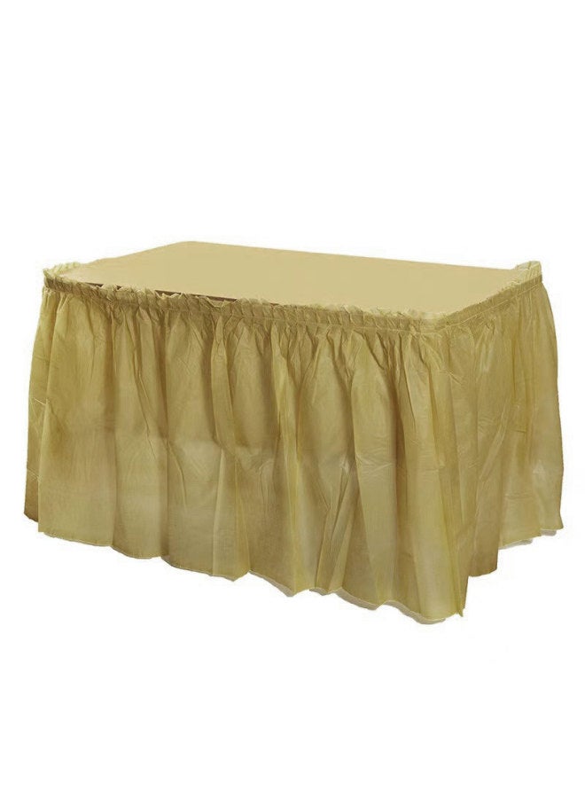 Thickened Waterproof Disposable Tablecloth For Birthday Party Wedding Celebration Reception Decorative Table Skirt-Color:Yellow-Specifications:Table Skirt 420*70  - Image 1