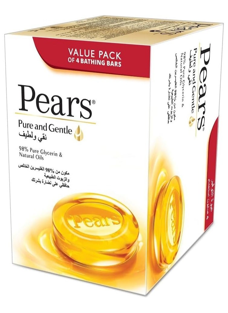 Pears 4 Pieces of Pure and Gentle Soap 98% Pure Glycerin 125 gm  - Image 1