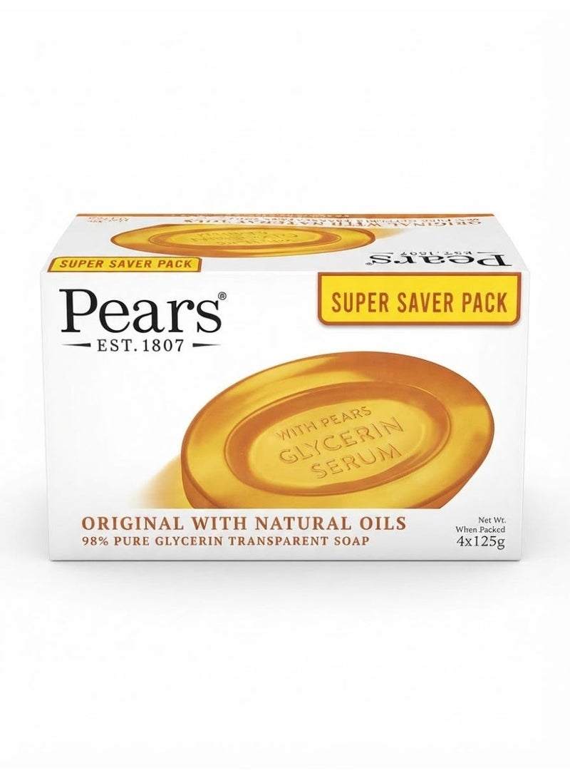 Pears 4 Pieces of Pure and Gentle Soap 98% Pure Glycerin 125 gm - Image 1