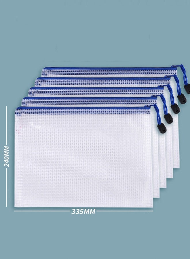 Generic 5 Piece Zipper Pouch Document Bag Waterproof Zip A4 File Folders for School Office Supplies Storage Bags  - Image 5