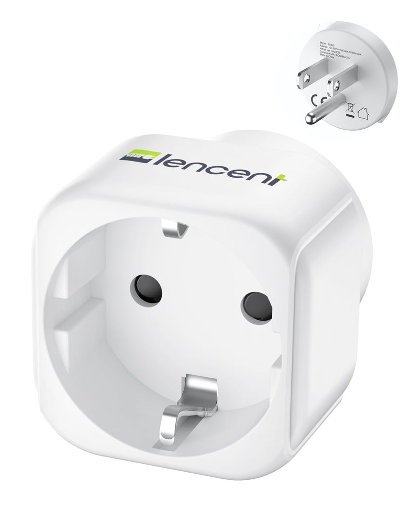 LENCENT Europe to US Plug Adapter, European to USA Adapter, American Outlet Plug Adapter, EU to US Adapter, Europe to USA Travel Plug Converter - Image 1