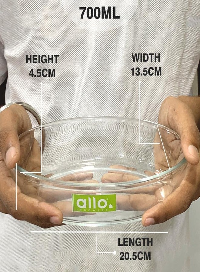 أللو طبق خبز بيضاوي من زجاج البوروسيليكات من ألو، صينية خبز، آمن للاستخدام في الفرن والميكروويف، 700 مل، شفاف - Image 2