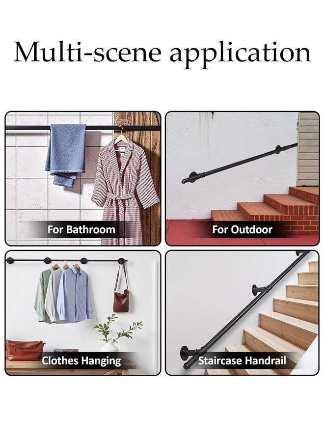 DUNISO Industrial Stair Handrail, Wall Mounted Metal Hand Rails Stairs,Heavy Duty Vintage Pipe Grab Bar,Dturdy and Durable,Strong Load-Bearing Capacity,for Elderly,Pregnant Women,Children - Image 4
