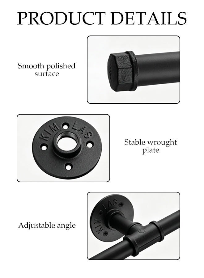 DUNISO Industrial Stair Handrail, Wall Mounted Metal Hand Rails Stairs,Heavy Duty Vintage Pipe Grab Bar,Dturdy and Durable,Strong Load-Bearing Capacity,for Elderly,Pregnant Women,Children - Image 3