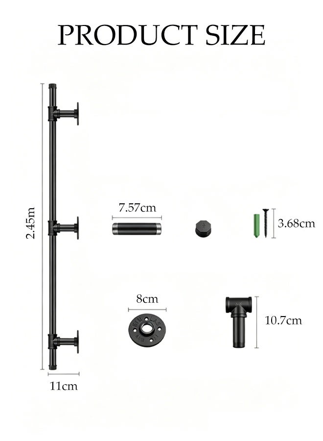 DUNISO Industrial Stair Handrail, Wall Mounted Metal Hand Rails Stairs,Heavy Duty Vintage Pipe Grab Bar,Dturdy and Durable,Strong Load-Bearing Capacity,for Elderly,Pregnant Women,Children - Image 2