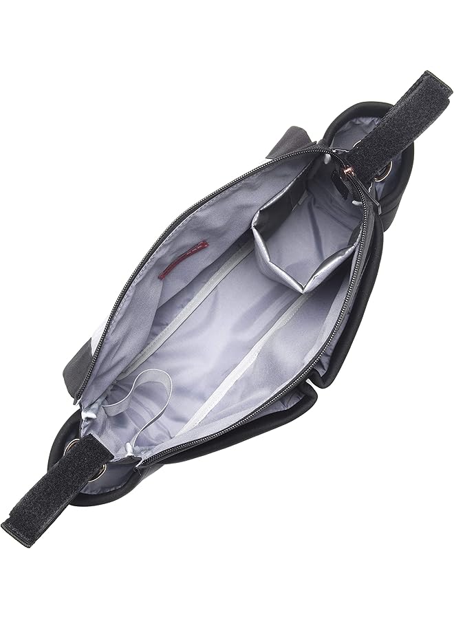 storksak Black Travel Stroller Organizer And Hanging Diaper Bag Universal Fit Large Storage Capacity Baby Caddy With Elastic Cup Holder And Integrated Accessories - Image 4