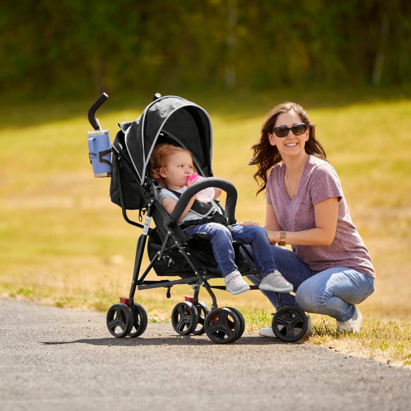Dream On Me Vista Moonwalk Baby Stroller in Black, Lightweight Infant Stroller with Compact Fold, Multi-Position Recline Umbrella Stroller with Canopy, Extra Large Storage and Cup Holder - Image 2