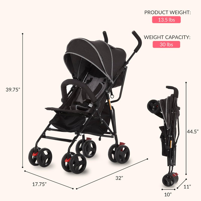 Dream On Me Vista Moonwalk Baby Stroller in Black, Lightweight Infant Stroller with Compact Fold, Multi-Position Recline Umbrella Stroller with Canopy, Extra Large Storage and Cup Holder - Image 3