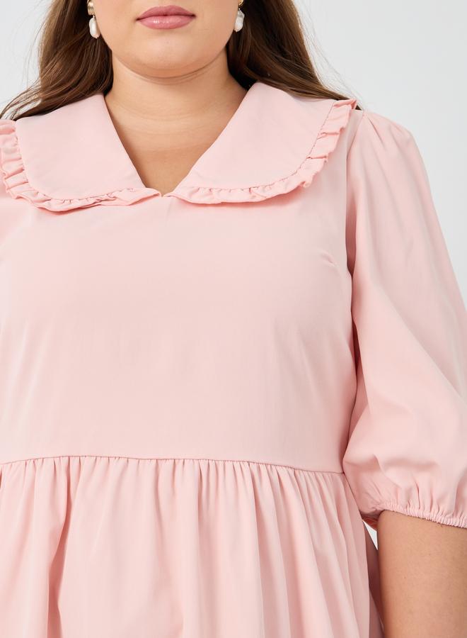 Styli Plus Size Peter Pan Balloon Sleeve Midi Dress - Image 4