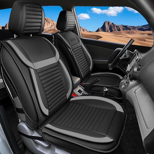 LINGVIDO Full Set Car Seat Covers Faux Nappa Leather Airbag Compatible and Waterproof Protectors for Sedans SUVs Breathable Interior for Active Families Pets and Commuters 5 Seats BlackGray - Image 1