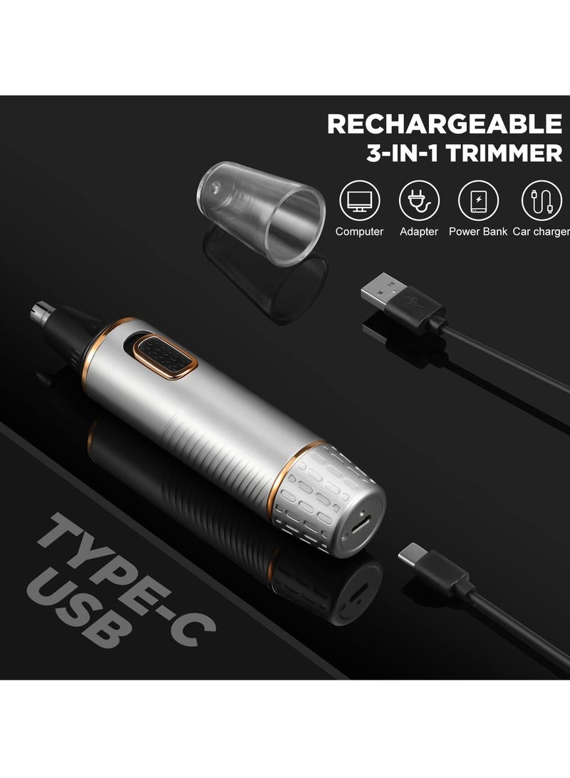 SOLARAE Electric Nose Hair Trimmer for Men, Rechargeable Nose Trimmer Painless Nose Hair Trimmer for Men IPX7 Waterproof Dual Edge Blades Easy Cleansing (Grey) - Image 3