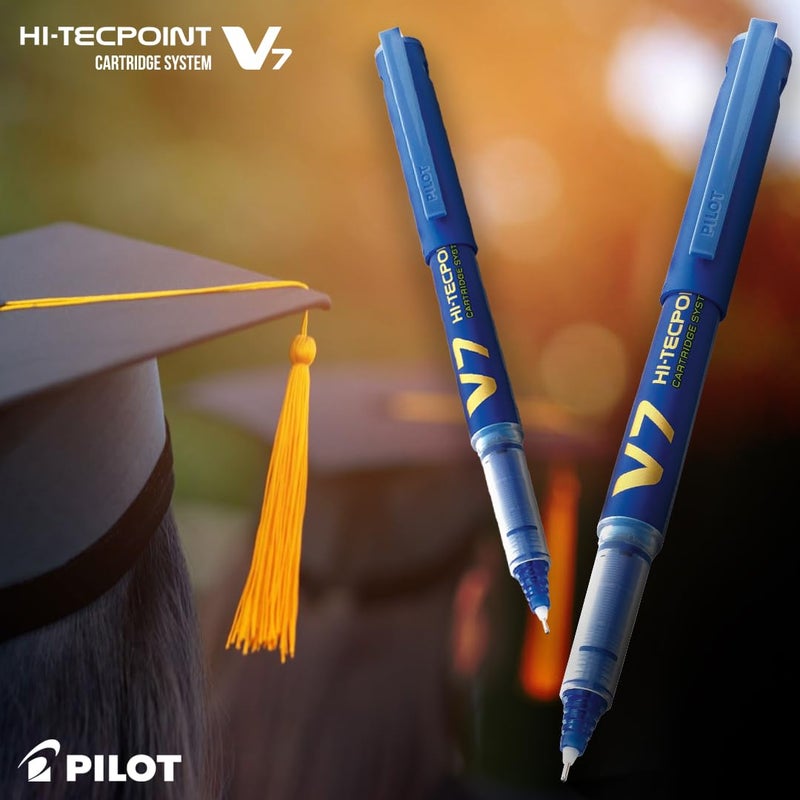 PILOT V7 Hi-tecpoint Roller ball pen with Cartridge System - 2 Blue Pens, 4 cartridges - Image 4