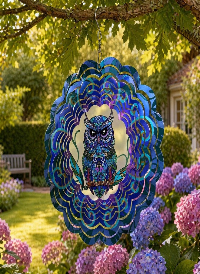 YTAONS Wind Spinners Outdoor, Hanging Spinners Stainless Steel Wind Sculpture for Garden Yard Art Decoration Birthday Gift for Women Mom Wife Grandma (Blue Owl) - Image 4