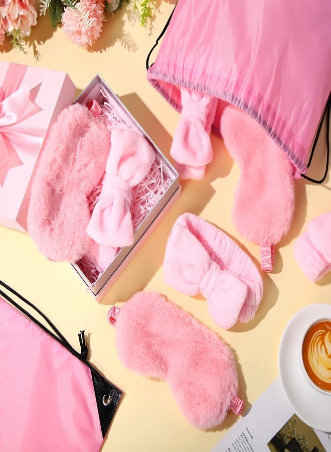 Cutecrop 36 Pcs Operation Christmas Bulk Items Spa Party Favors Sleepover Party Supplies 12 Spa Headband 12 Plush Sleep Eye Mask 12 Drawstring Backpack Face Pink Eye Mask Bulk for Birthday - Image 3