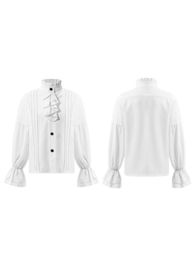 Kid Renaissance Medieval Steampunk Gothic Victorian Vintage Retro Pirate Shirt Children Halloween Dress-up Party Cosplay Costume 
