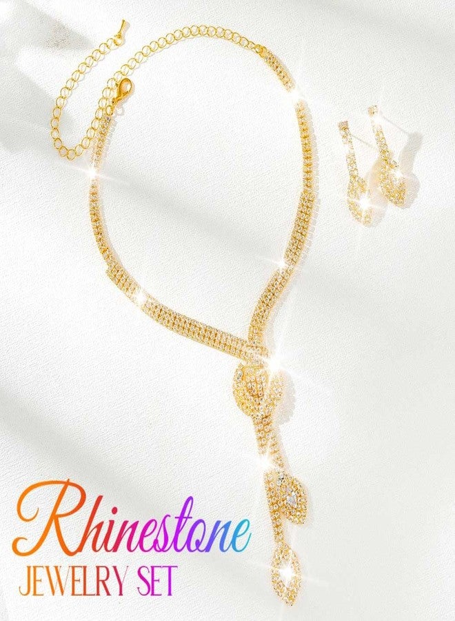 Unicra Silver Rhinestone Bridal Wedding Jewelry Set Crystal Necklace Earrings Sets Formal Prom Costume Jewelry Sets for Women and Brides, Free Size, Metal, No Gemstone - Image 2