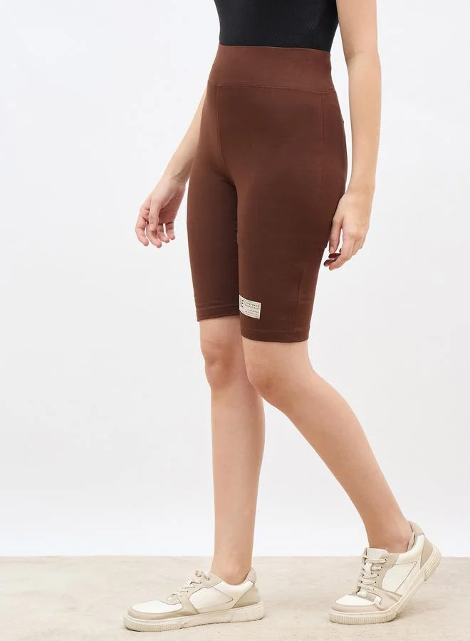 Styli Styli Solid Cycling Shorts with Badge Detail