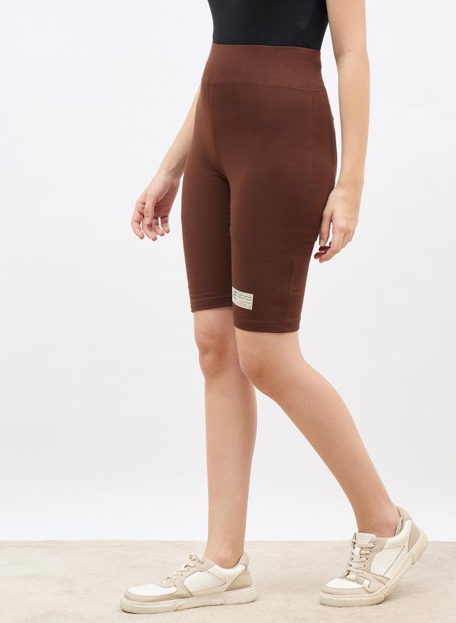 Styli Solid Cycling Shorts with Badge Detail - Image 3