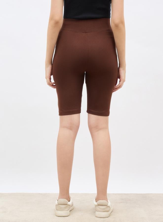 Styli Solid Cycling Shorts with Badge Detail - Image 5