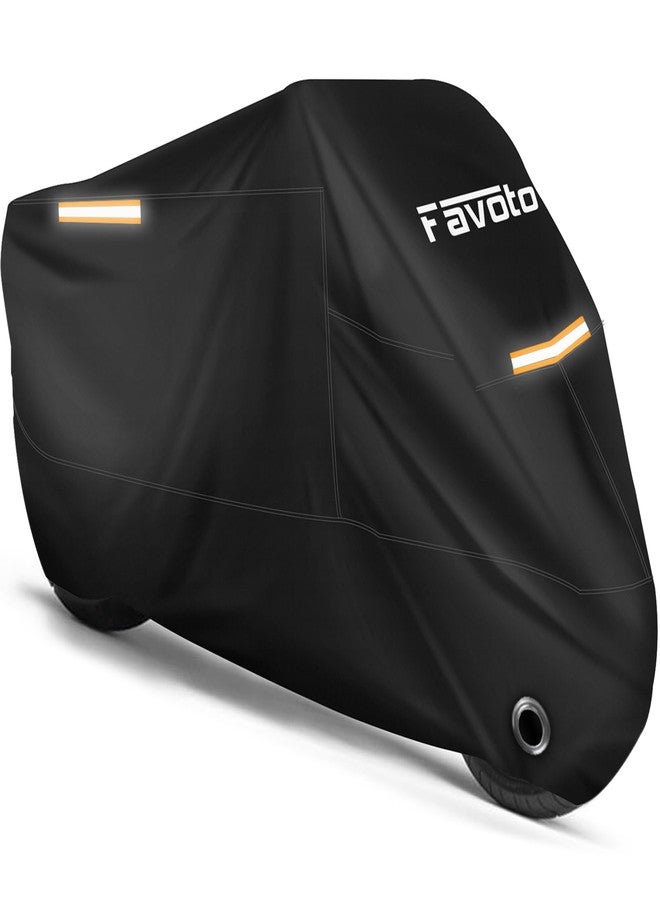 Favoto Motorcycle Cover All Season Universal Weather Quality Waterproof Sun Outdoor Protection Durable Night Reflective with Lock-Holes & Storage Bag Fits up to 86.6" Motorcycles Vehicle Cover - Image 1