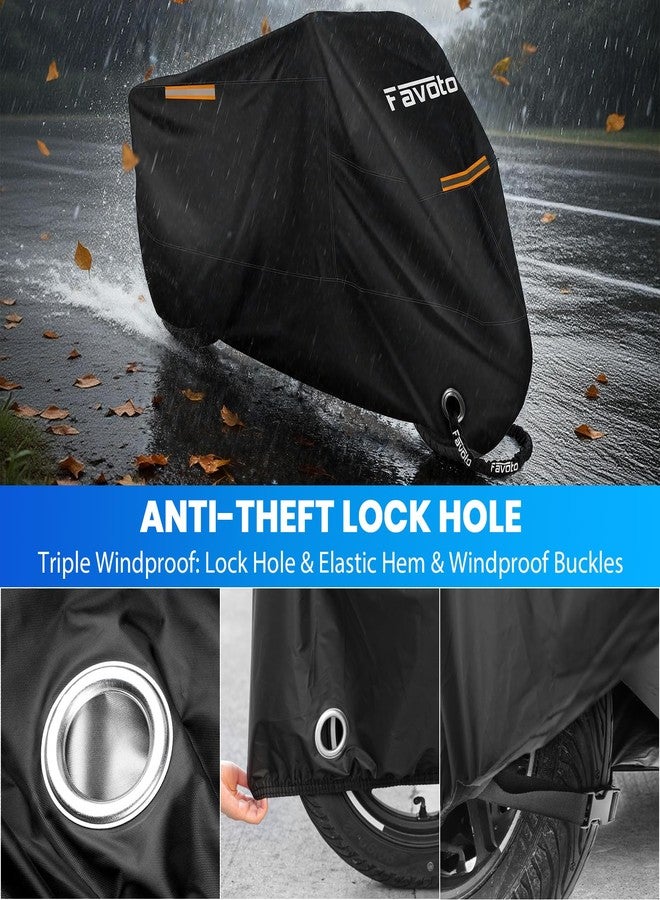 Favoto Motorcycle Cover All Season Universal Weather Quality Waterproof Sun Outdoor Protection Durable Night Reflective with Lock-Holes & Storage Bag Fits up to 86.6" Motorcycles Vehicle Cover - Image 4