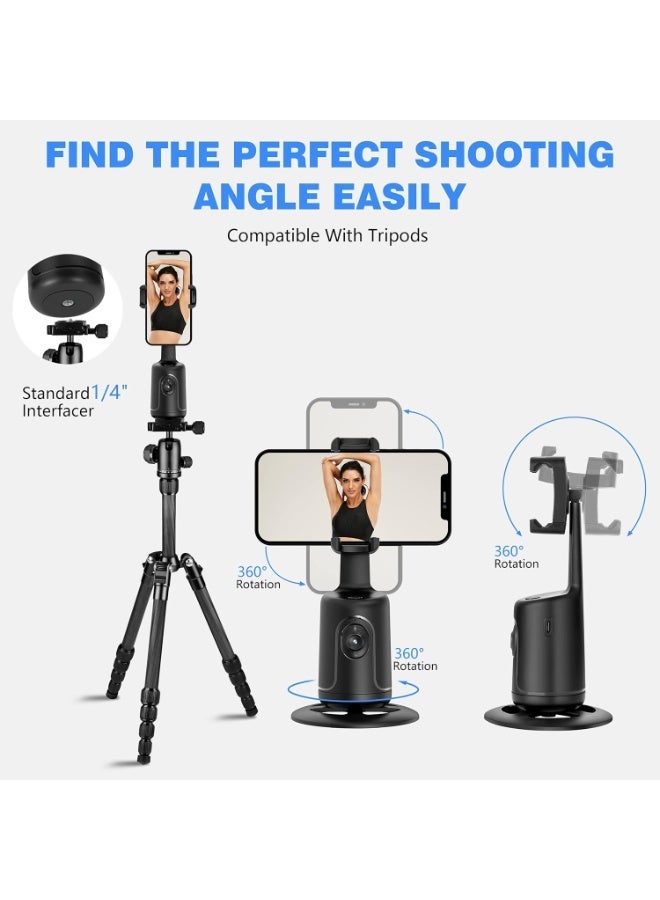 عام Auto Face Tracking Tripod, 360° Rotation Body Phone Camera Mount Smart Shooting Holder with Remote Selfie Stick, No App, Gesture Control, for Vlog, Tiktok - Image 3