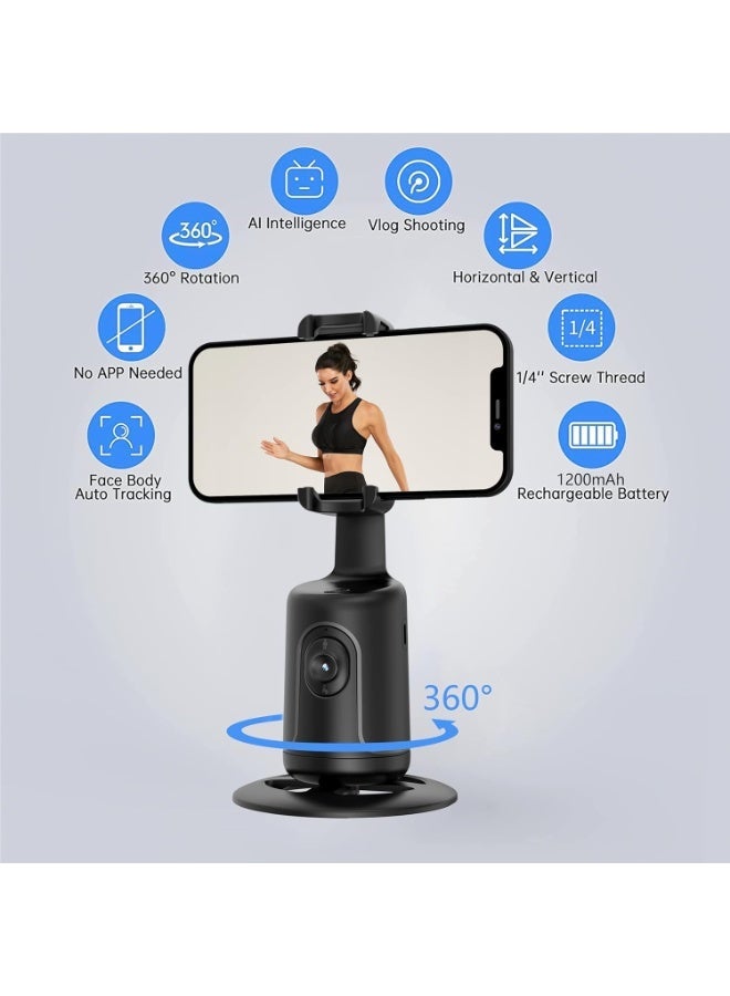 عام Auto Face Tracking Tripod, 360° Rotation Body Phone Camera Mount Smart Shooting Holder with Remote Selfie Stick, No App, Gesture Control, for Vlog, Tiktok - Image 4