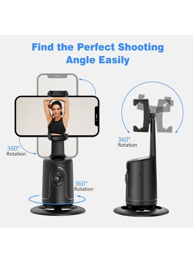 عام Auto Face Tracking Tripod, 360° Rotation Body Phone Camera Mount Smart Shooting Holder with Remote Selfie Stick, No App, Gesture Control, for Vlog, Tiktok - Image 2