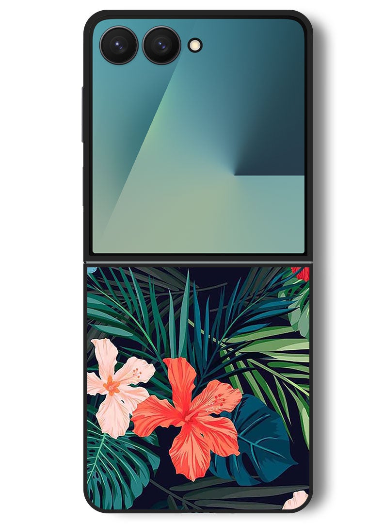 Theodor Case Compatible with Samsung Galaxy Z Flip 7 - 6.9 Inch Protection Shockproof Bumper Cover Flowers (2) - Image 1