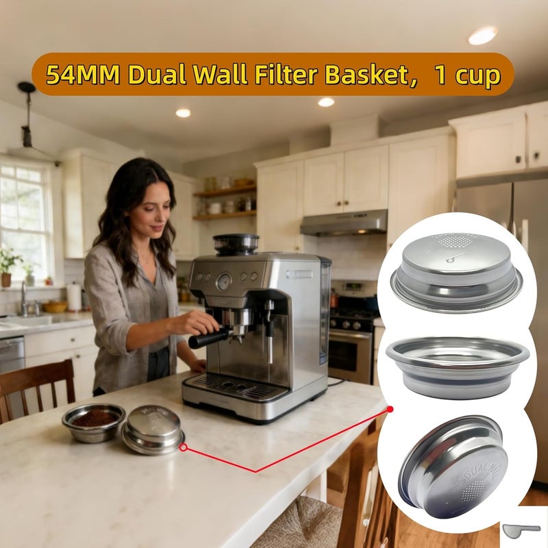1 كوب 54 مم سلة فلتر قهوة مزدوجة الجدران متوافقة مع Breville BES870/875/880/878/890/500/BES860XL أجزاء آلة القهوة مقبض سلة فلتر BES870XL - Image 2