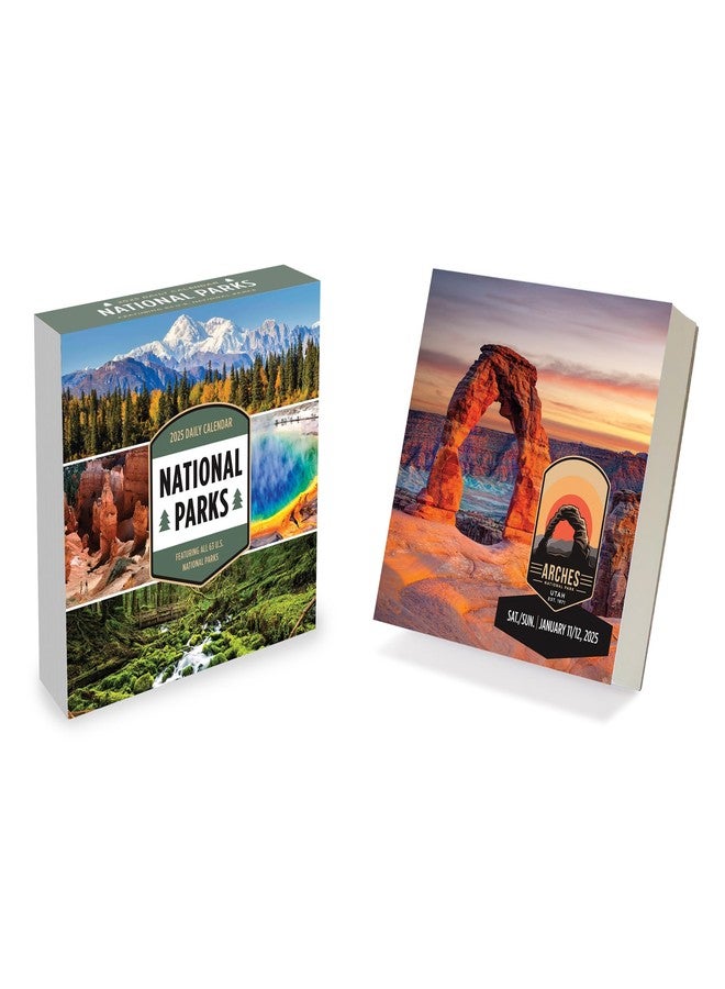 TF PUBLISHING 2025 National Parks Daily Desktop Calendar - Home & Office Organization - Small Desk Top Calendar - Full-Color Tear-Off Pages - Standing Fold-Out Cardboard Easel for Desks - 5.25”x5.25” - Image 1