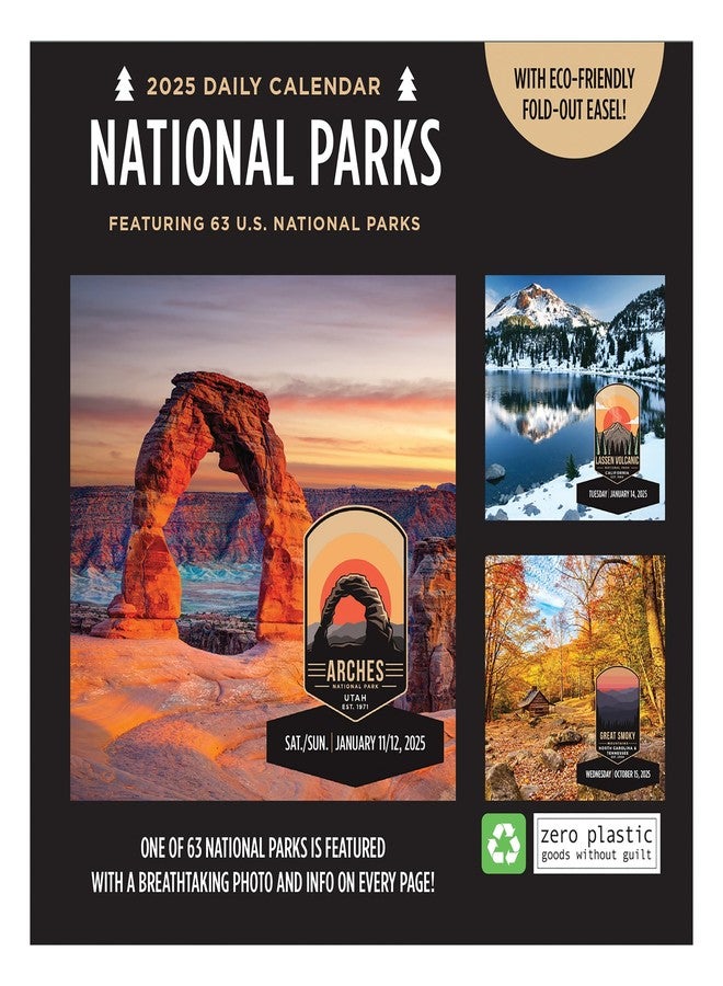 TF PUBLISHING 2025 National Parks Daily Desktop Calendar - Home & Office Organization - Small Desk Top Calendar - Full-Color Tear-Off Pages - Standing Fold-Out Cardboard Easel for Desks - 5.25”x5.25” - Image 4