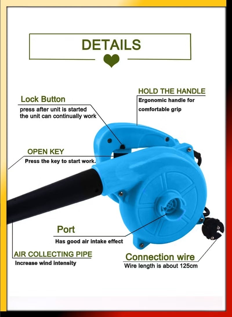 750W Corded 2 In 1 Blow and Suction Turbine Dust Air Blower And Vacuum Cleaner Aspirator Leaf Blower for Garden Garage Sidewalks Computers and Car Drying Industrial Grade Household Machine Power Tool - Image 4