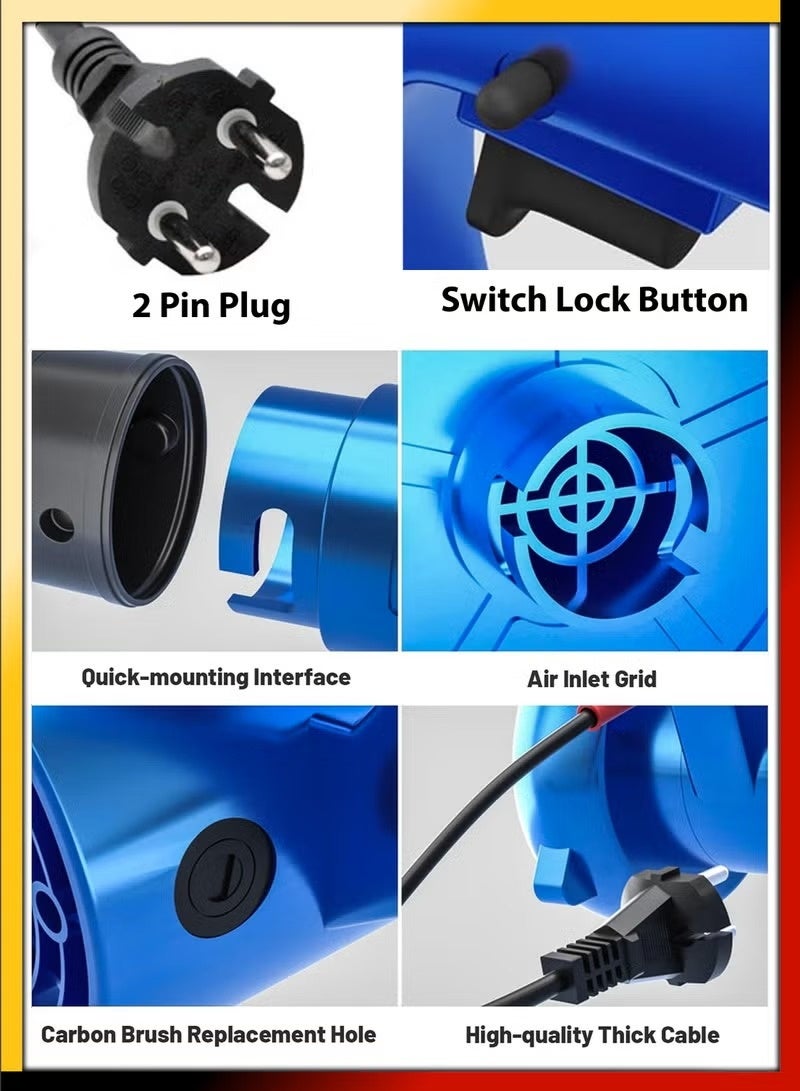 750W Corded 2 In 1 Blow and Suction Turbine Dust Air Blower And Vacuum Cleaner Aspirator Leaf Blower for Garden Garage Sidewalks Computers and Car Drying Industrial Grade Household Machine Power Tool - Image 2