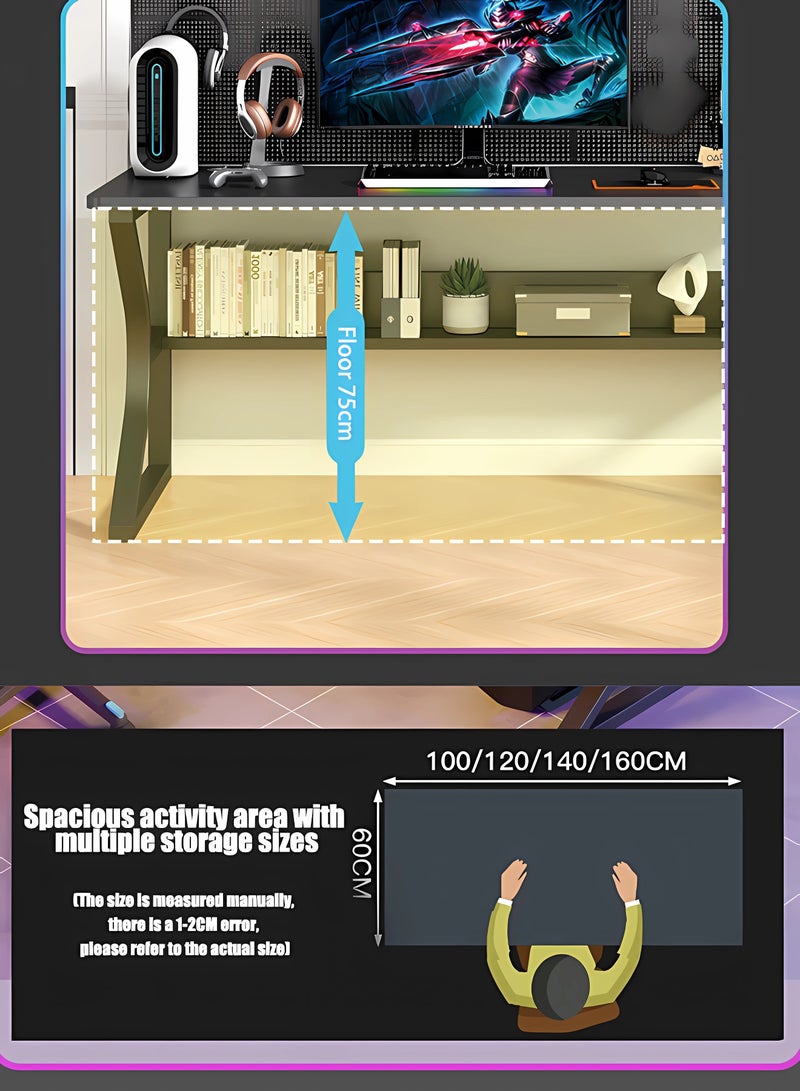 WEMART Gaming Desk, Computer Table C-Shaped Table Legs Simple Game Table, Office Desk Home Desk Student Writing Study Table, Black (140*60CM) - Image 5