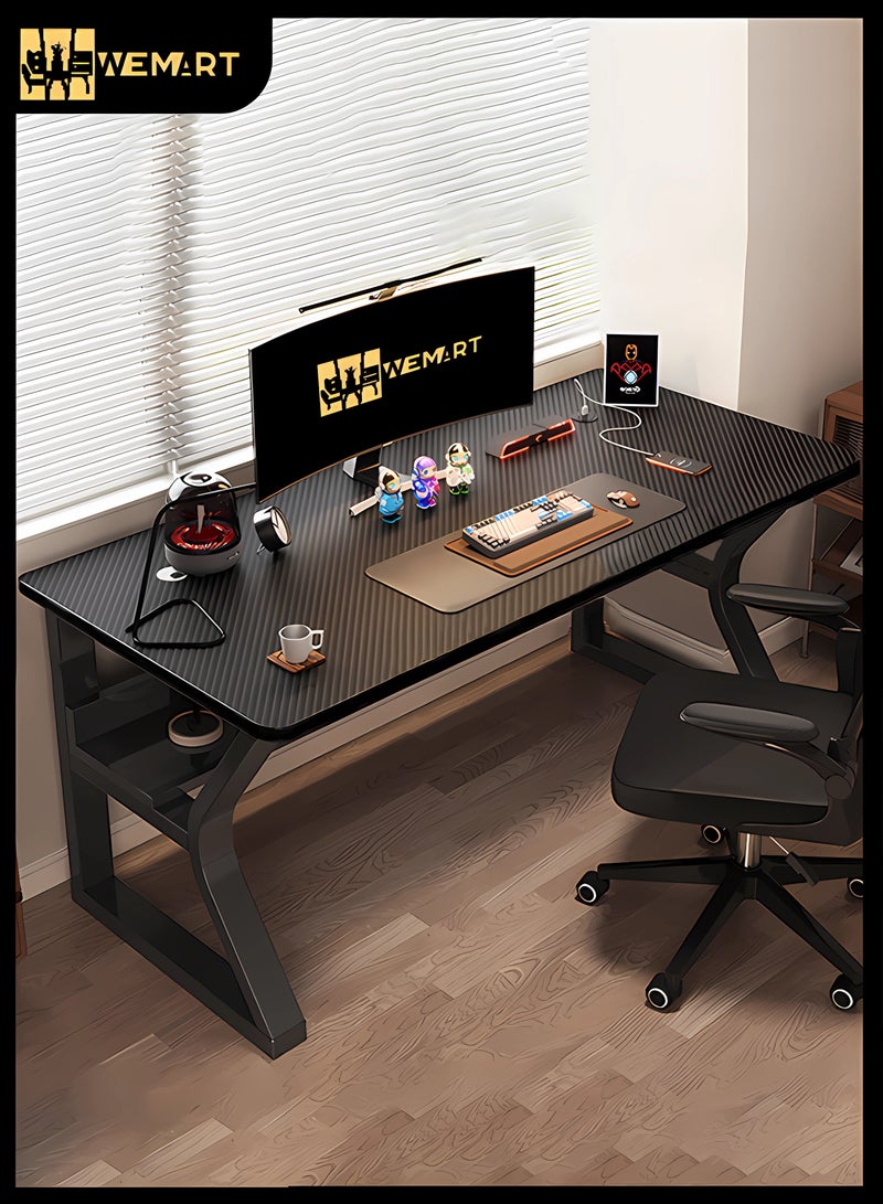 WEMART Gaming Desk, Computer Table C-Shaped Table Legs Simple Game Table, Office Desk Home Desk Student Writing Study Table, Black (140*60CM) - Image 1